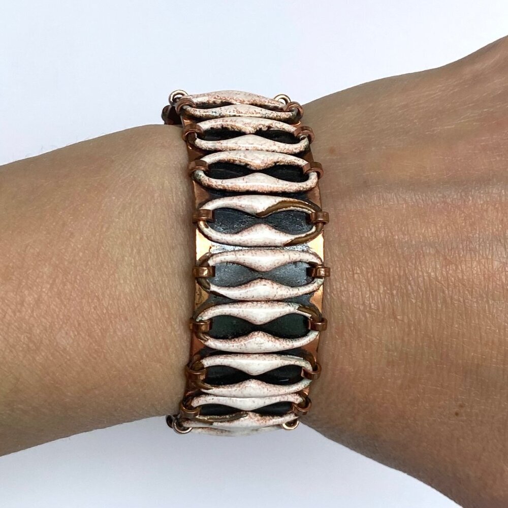 Vintage Matisse-Renoir Copper Anodized “Espana” Wide Cuff Bracelet 6.5"